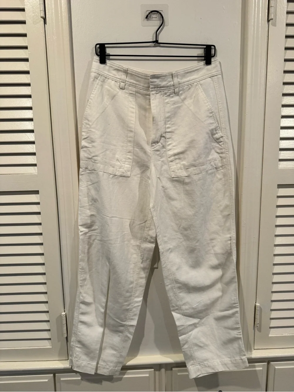 NWT Banana Republic Mya Cotton-Linen Cargo Iced Vanilla Ivory Pants Size 6 long